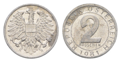 Австрия 2 гроша 1981 KM 2876 алюминий 4564-947