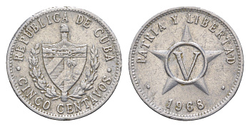 Куба 5 сентаво 1968 Монетный двор Ленинграда KM 34 алюминий 4637-1046