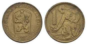 Чехословакия 1 крона 1976 женщина сажает липовое дерево KM 50 алюминиевая бронза 3336-357