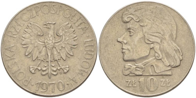 Польша 10 злотых 1970 MW, Тадеуш Костюшко (1746-1817) KM 50а медно-никель 4542-745