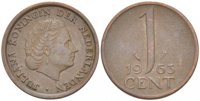 Нидерланды 1 цент 1963 Юлиана (1948-1980) KM 180 бронза 3457-1213