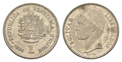 Венесуэла 1 боливар 1986 Симон Боливар Y 52 никель 4586-1031