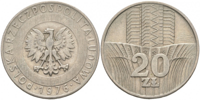 Польша 20 злотых 1976 MW KM 67 медно-никель 69-612