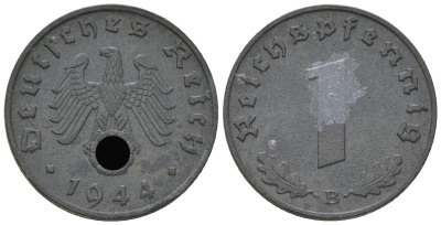 Германия 1 рейхспфенниг 1944 B KM 97, J. 369 цинк 4668-1148