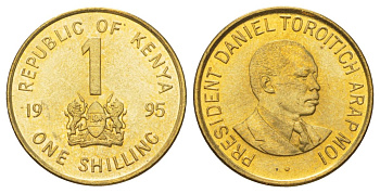 Кения 1 шиллинг 1995 KM 29 сталь плакированная латунью UNC 4612-1251