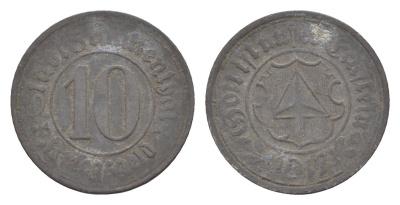 Франкенталь 10 пфеннигов 1917 Funck 135.5, Men05 7460.4, Men18 9381.4 цинк 4528-1011