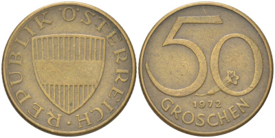 Австрия 50 грошей 1972 KM 2885 алюминиевая бронза 4613-1167