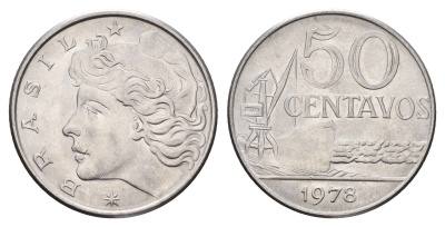 Бразилия 50 сентаво 1978 KM 580b нержавеющая сталь UNC 4678-1115