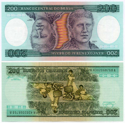 БРАЗИЛИЯ 200 КРУЗЕЙРО 1984 ПОДПИСЬ 21, ПРИНЦЕССА ИЗАБЕЛА Pick 199b бумага UNC (ПРЕСС) 8612-15-3-2