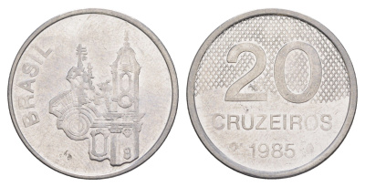 Бразилия 20 крузейро 1985 KM 593.2 нержавеющая сталь UNC 4642-1227