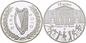 Ирландия 10 евро 2010 25 ЛЕТ УЧРЕЖДЕНИЯ ПРЕМИИ ГЕРЦОГА ЭДИНБУРГСКОГО (GAISCE) KM NEW серебро PROOF 02-109-13