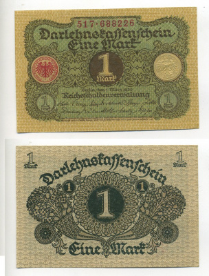 ГЕРМАНИЯ 1 МАРКА 1920 1 МАРТА 1920, ВЕЙМАРСКАЯ РЕСПУБЛИКА Pick 58 бумага UNC (ПРЕСС) 7217-40-2