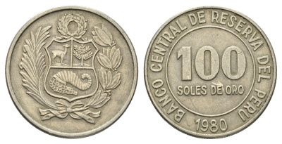Перу 100 солей 1980 KM 283 медно-никель 4661-1113