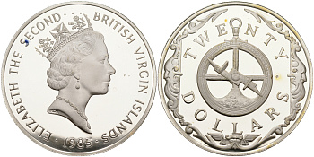 Британские Виргинские острова 20 долларов 1985 астролябия KM 62 серебро  PROOF  1095-2-22