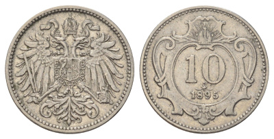 Австрия 10 геллеров 1895 Франц Иосиф I (1848-1916) KM 2802 никель 4684-831