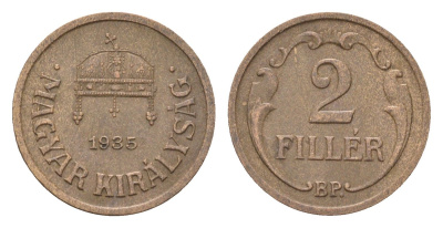 Венгрия 2 филлера 1935 BP KM 506 бронза 4664-843