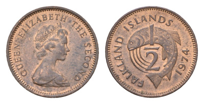 Фолклендские острова (Фолкленды) 1/2 пенни 1974 KM 1 бронза aUNC 4679-539