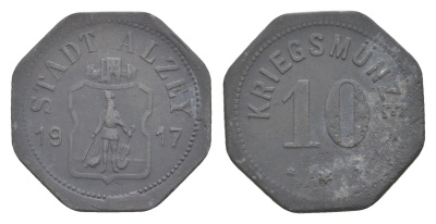 Альцай 10 пфеннигов 1917 Funck 14.1, Men05 468.1, Men18 642.1 цинк 4643-949