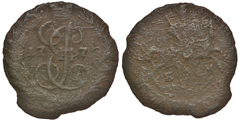 Россия полушка 1770 ЕМ, Екатерина II (1762-1796) Биткин 750 медь 117-1022
