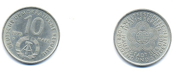 ГДР 10 марок 1973 A, фестиваль молодежи и студентов 1973 года в Берлине KM 44, J. 1545 медно-никель 3333-211