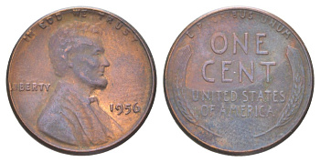 США 1 цент 1956 Авраам Линкольн  KM 132 бронза 4625-536