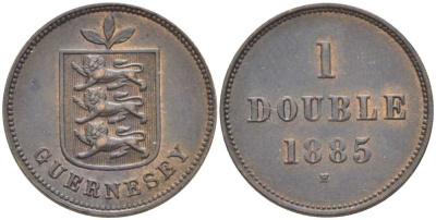 Гернси 1 дабл (дубль) 1885 H KM 10 бронза 3851-1011
