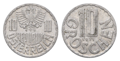 Австрия 10 грошей 1971 KM 2878 алюминий 201-239