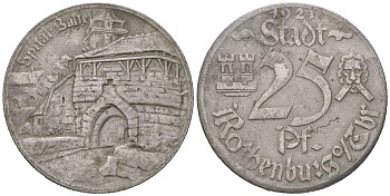 Ротенбург-об-дер-Таубер 25 пфеннигов 1921 Больница Бастай Funck 453.7i, Men18 27506.10 железо 46-1914