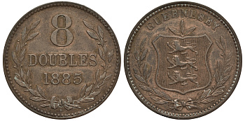 Гернси 8 даблов (дублей) 1885 H KM 7 бронза 650-213