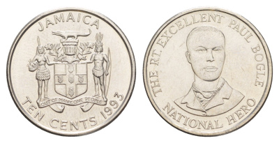Ямайка 10 центов 1993 KM 146.1 сталь плакированная никелем UNC 4641-813