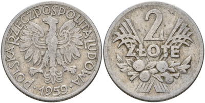 Польша 2 злотых 1959  KM 46 алюминий    4157-831