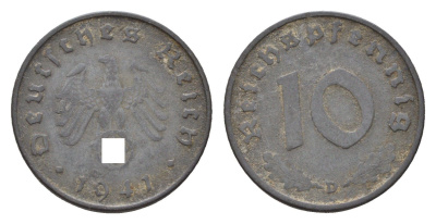 Германия 10 рейхспфеннигов 1941 D KM 101, J. 371 цинк 4152-632