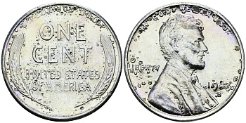 США 1 цент 1943 S (Сан-Франциско), Авраам Линкольн KM 132 a сталь плакированная цинком 94-1133