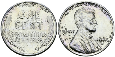 США 1 цент 1943 S (Сан-Франциско), Авраам Линкольн KM 132 a сталь плакированная цинком 94-1133