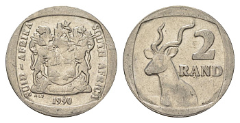ЮАР 2 ранда 1990 KM 139 медь плакированная никелем 4626-1027