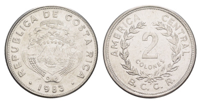 Коста-Рика 2 колона 1983 KM 211.1 нержавеющая сталь UNC 4642-851