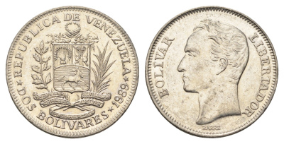 Венесуэла 2 боливара 1989 Симон Боливар Y 43a сталь плакированная никелем 4662-941