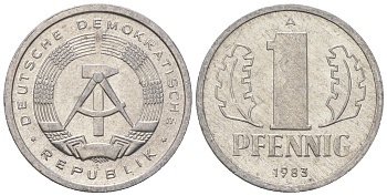 ГДР 1 пфенниг 1983 А KM 8.2 алюминий 4623-451