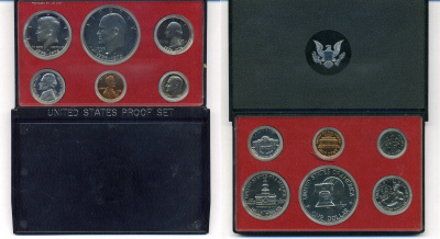 США годовой набор из 6 монет (1, 5, 10, 25 и 50 центов; 1 доллар) 1976 в оригинальной упаковке KM PS140 (A192, 195a, 201, 204, 205 и 206) PROOF 8-2-02-25