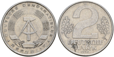 ГДР 2 марки 1957 A KM 14 алюминий 32-746