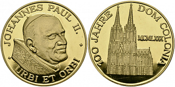 ЕВРОПА МЕДАЛЬ ND ИОАНН ПАВЕЛ II, 100 ЛЕТ КАФЕДРАЛЬНОМУ СОБОРУ КОЛОНИИ UNC 1087-1-44