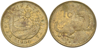 Мальта 1 цент 1986 ласка, горностай KM 78 никель латунь 4585-1131