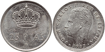 Испания 25 песет 1983 Хуан Карлос I (1975-2014) KM 824 медно-никель 4398-737