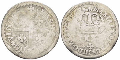 Португалия 50 рейс 1777-1786 MARIA I ET PETRUS III KM 263 серебро 1521-1021
