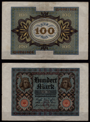 Германия 100 марок 1920 «Бамбергский всадник» (Bamberger Reiter) из оперы «Купол Бамберга» Pick 69 a бумага 7547-28-2-2