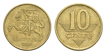Литва 10 центов 2007 KM 106 никель латунь 4115-748