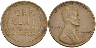 США 1 ЦЕНТ 1940 ЛИНКОЛЬН KM 132 бронза 99-851