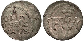 Бранденбург-Пруссия 1 шиллинг 1671 Фридрих Вильгельм (1640-1688), вес 0,56 гр. KM 387 серебро 1516-343