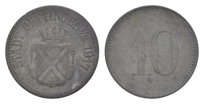 Эттинген 10 пфеннигов 1917 Funck 401.2A, Men18 24787.2 цинк 4636-727