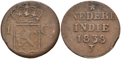 Суматра, Нидерландская Индия 1 цент 1838 J KM 290 медь 4575-1017